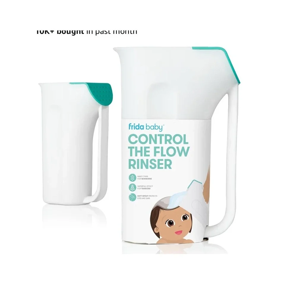 NEW Frida Baby Control The Flow Rinser Kids White Teal Bath Pitcher Giftable